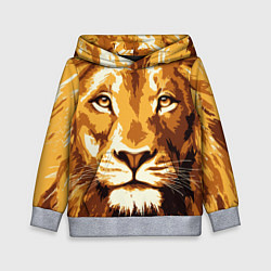 Толстовка-худи детская Взгляд льва, цвет: 3D-меланж