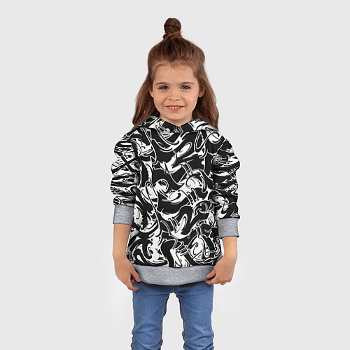 Детская толстовка Tattoo BlackWhite / 3D-Меланж – фото 4