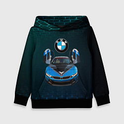 Толстовка-худи детская BMW i8 Turbo тюнинговая, цвет: 3D-черный