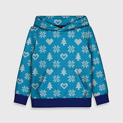 Толстовка-худи детская Голубой рождественский свитер, цвет: 3D-синий