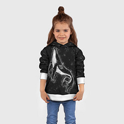 Толстовка-худи детская Космический Кит, цвет: 3D-белый — фото 2