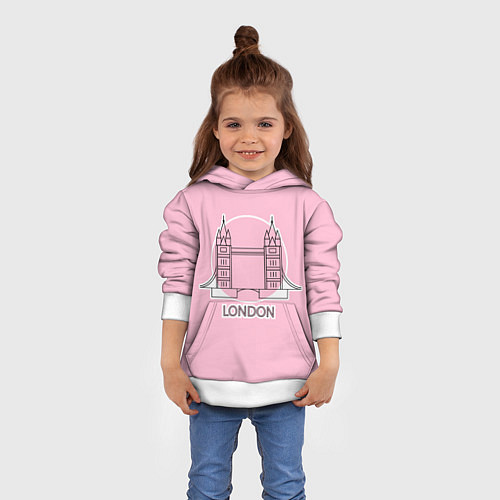 Детская толстовка Лондон London Tower bridge / 3D-Белый – фото 4