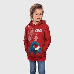 Толстовка-худи детская Бык 2021, цвет: 3D-красный — фото 2