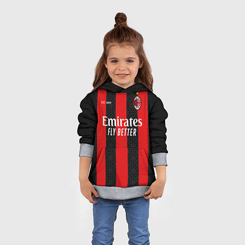 Детская толстовка AC MILAN 2021 - ДОМАШНЯЯ / 3D-Меланж – фото 4