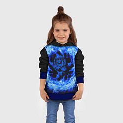 Толстовка-худи детская Лев в синем пламени, цвет: 3D-синий — фото 2