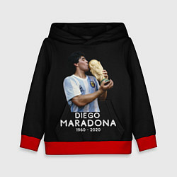 Толстовка-худи детская Diego Maradona, цвет: 3D-красный