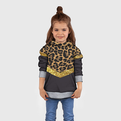 Детская толстовка Леопардовый принт / 3D-Меланж – фото 4