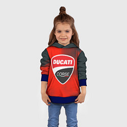 Толстовка-худи детская Ducati Corse logo, цвет: 3D-синий — фото 2