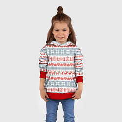 Толстовка-худи детская Новогодний пиксельный узор, цвет: 3D-красный — фото 2