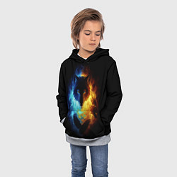 Толстовка-худи детская Волки в огне, цвет: 3D-меланж — фото 2