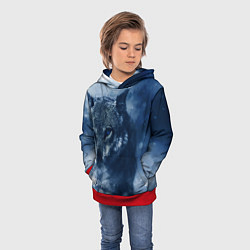 Толстовка-худи детская Красивый волк, цвет: 3D-красный — фото 2