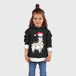 Толстовка-худи детская Рождественская Лама, цвет: 3D-белый — фото 2