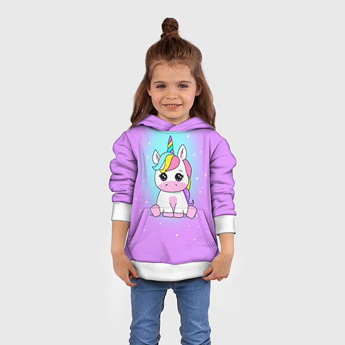Детская толстовка Единорог / 3D-Белый – фото 4