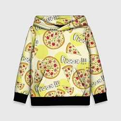 Толстовка-худи детская Узор - Пицца на желтом, цвет: 3D-черный