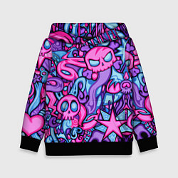 Толстовка-худи детская Граффити монстры, цвет: 3D-черный