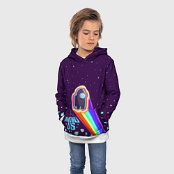 Толстовка-худи детская AMONG US neon rainbow, цвет: 3D-белый — фото 2