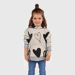 Толстовка-худи детская Сердечный паттерн, цвет: 3D-меланж — фото 2