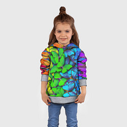 Толстовка-худи детская Радужные бабочки, цвет: 3D-меланж — фото 2