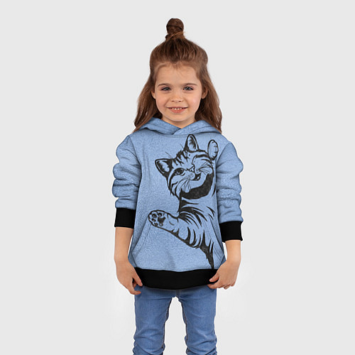 Детская толстовка Улыбающийся кот / 3D-Черный – фото 4