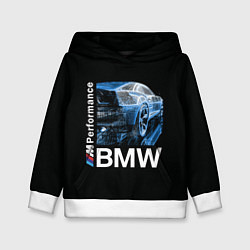 Толстовка-худи детская BMW, цвет: 3D-белый