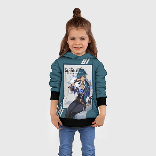 Детская толстовка Кэйа - Genshin Impact / 3D-Черный – фото 4