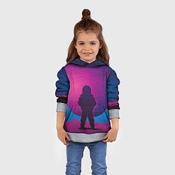 Толстовка-худи детская Космонавт на лиловой планете, цвет: 3D-меланж — фото 2
