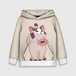 Толстовка-худи детская Pop Cat, цвет: 3D-белый