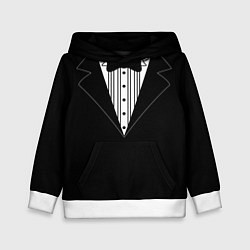 Толстовка-худи детская Смокинг 2, цвет: 3D-белый