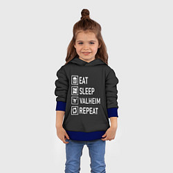 Толстовка-худи детская EatSleepValheimRepeat, цвет: 3D-синий — фото 2