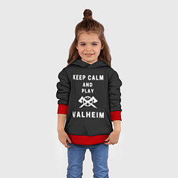 Толстовка-худи детская Keep calm and play Valheim, цвет: 3D-красный — фото 2