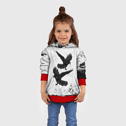 Толстовка-худи детская Gothic crows, цвет: 3D-красный — фото 2