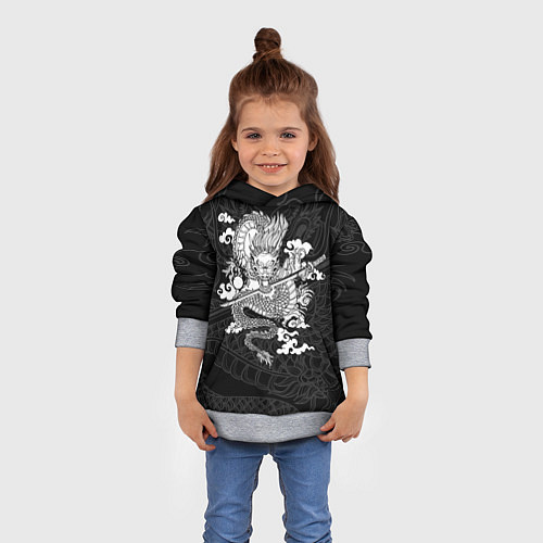 Детская толстовка ДРАКОН DRAGON / 3D-Меланж – фото 4