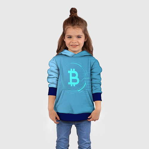 Детская толстовка Bitcoin / 3D-Синий – фото 4