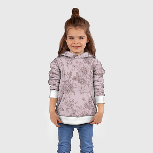 Детская толстовка Розы с пионами / 3D-Белый – фото 4