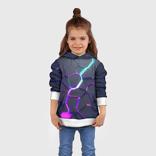 Детская толстовка НЕОНОВЫЙ РАЗЛОМ 3Д РАЗЛОМ / 3D-Белый – фото 4