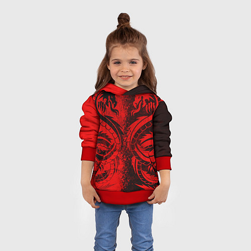 Детская толстовка BLACK RED DRAGONS TATOO / 3D-Красный – фото 4