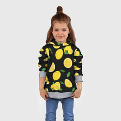 Толстовка-худи детская Лимоны на чёрном, цвет: 3D-меланж — фото 2