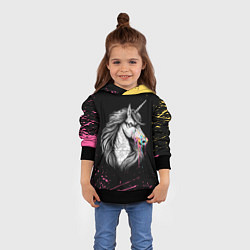 Толстовка-худи детская ЕДИНОРОГ UNICORN RAINBOW, цвет: 3D-черный — фото 2