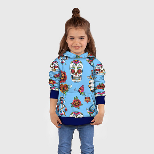 Детская толстовка Old school tattoo 1 / 3D-Синий – фото 4