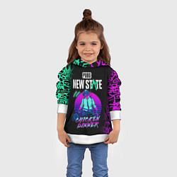 Толстовка-худи детская PUBG NEW STATE ПАБГ НЕОН, цвет: 3D-белый — фото 2
