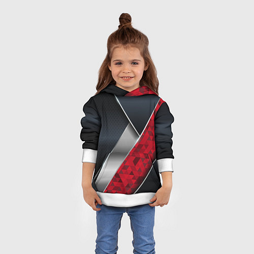 Детская толстовка 3D BLACK AND RED METAL / 3D-Белый – фото 4