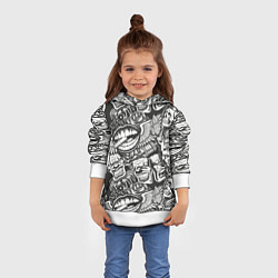 Толстовка-худи детская Тату ретро, цвет: 3D-белый — фото 2