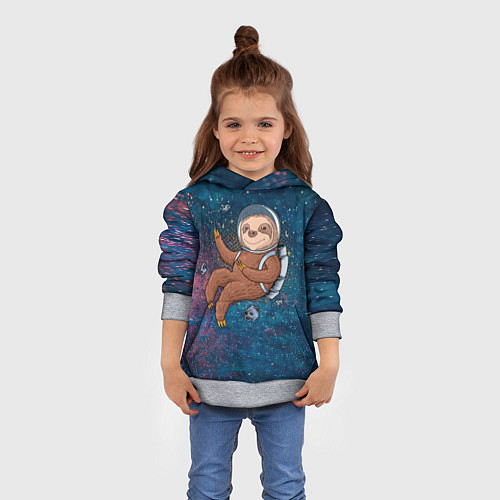Детская толстовка Милый ленивец в космосе / 3D-Меланж – фото 4