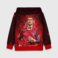 Толстовка-худи детская Cristiano Ronaldo Portugal, цвет: 3D-красный