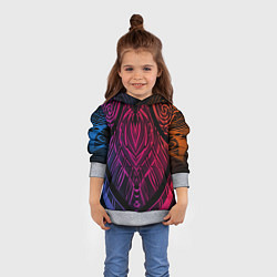 Толстовка-худи детская Фиолетовый узор 3D, цвет: 3D-меланж — фото 2