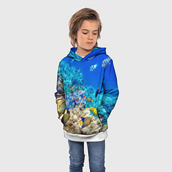 Толстовка-худи детская Морской мир, цвет: 3D-белый — фото 2