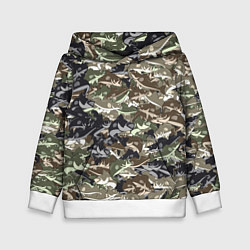 Толстовка-худи детская Камуфляж для рыбака, цвет: 3D-белый