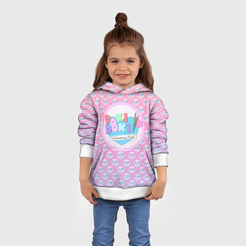 Детская толстовка Doki Doki Literature Club Лого паттерн Z / 3D-Белый – фото 4