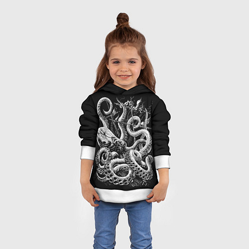Детская толстовка Кракен Монстр / 3D-Белый – фото 4