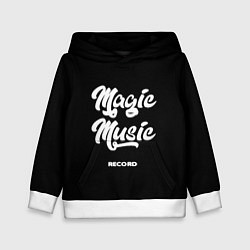 Толстовка-худи детская Magic Music Record White on Black, цвет: 3D-белый